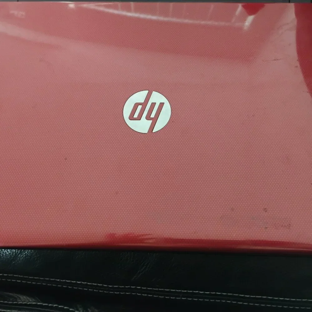 HP Portable Red laptop.